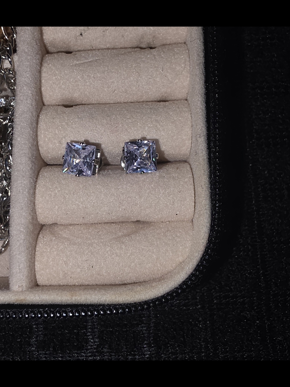 6mm Princess Cut Square Stud  Earrings - Cubic Zirconia BNIB